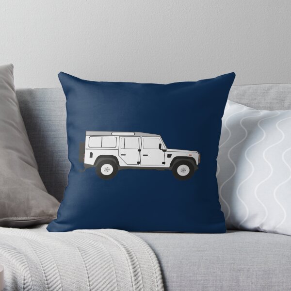 Defender 110 SUV (Ice White / Midnight Blue) British classic Throw Pillow
