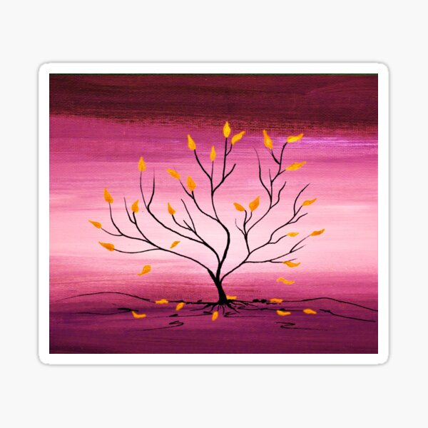 Item preview, Tree of Life, gold leaf tree in hot pink, painting acrylic picture designed and sold by hubertdiehlmann.