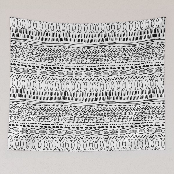 Item preview, black and white doodle ethnic pattern designed and sold by Olga Lashko.
