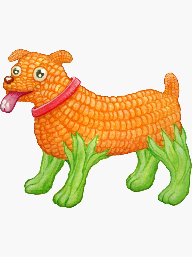 Thumbnail 3 of 3, Sticker, Corn Dog - For Lovers of Puns, Dogs and Snacks designed and sold by StephVonAwesome.