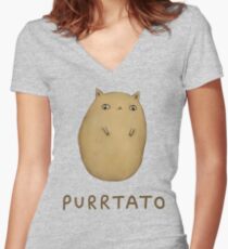 Purrtato Women's Fitted V-Neck T-Shirt