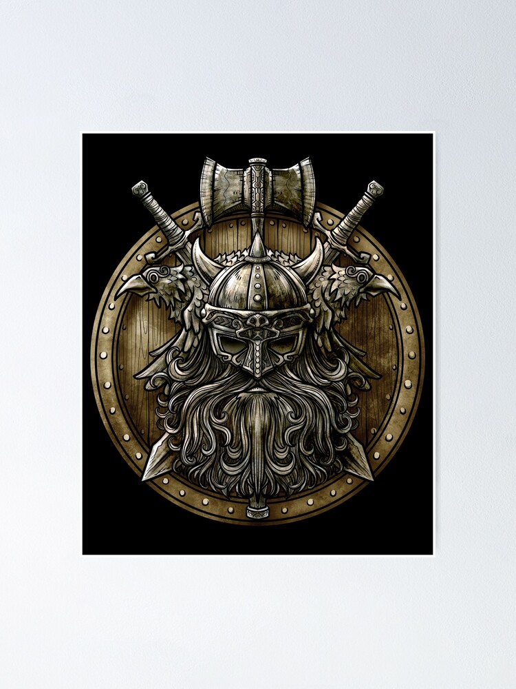 Escudo vikingo - Valhalla nórdico nórdico | Póster