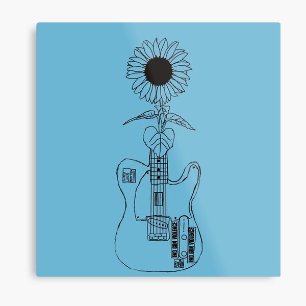 Lámina metálica «Guitarra Girasol - Azul» de MaddieOrtiz00 | Redbubble