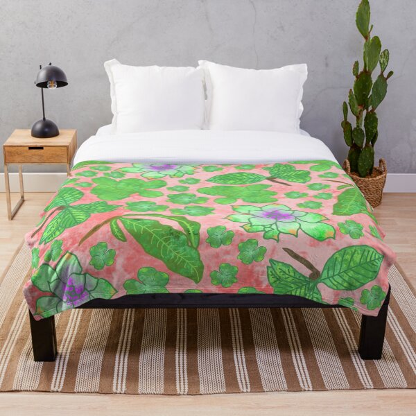 Watercolor Plants Throw Blanket