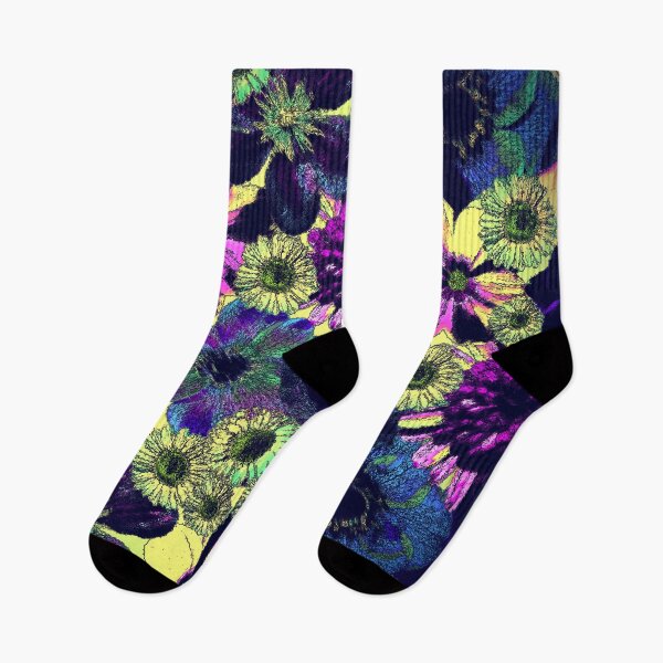 Artikelvorschau, BLACK OUTLINE FLORAL ART VIBRANT LILA, GELB, BLAU, ROSA, GRÜN entworfen und verkauft von wildwhimsical.