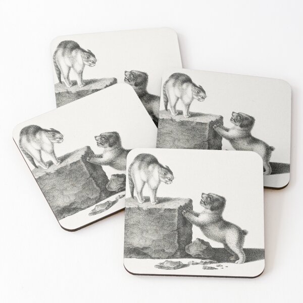 Item preview, Cat and puppy standoff drawing Gottfried Mind designed and sold by Einsteincreates.