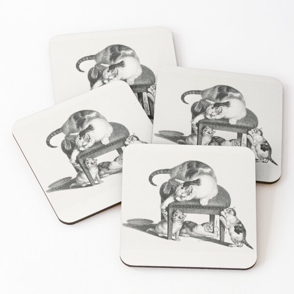 Item preview, mom and kittens playing drawing Gottfried Mind designed and sold by Einsteincreates.