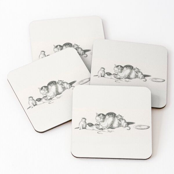 Item preview, Mom cat playing with kittens drawing Gottfried Mind designed and sold by Einsteincreates.