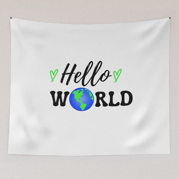 Item preview, Hello World cute earth design green hearts designed and sold by birdsofthePNW.