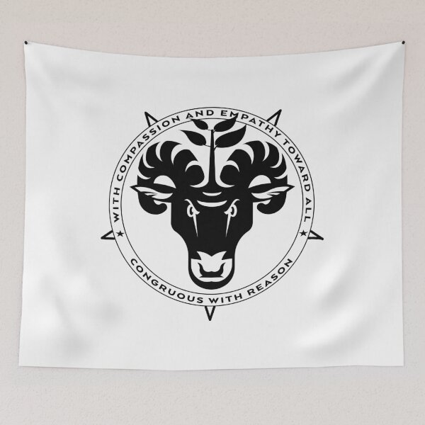 Item preview, With Empathy and Compassion Toward All Congruous with Reason vegan vegetarian pentagram baphomet designed and sold by AlasAHintStudio.