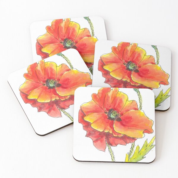 Item preview, Watercolour Red Poppy Flower, California poppy designed and sold by Goldstarwork.