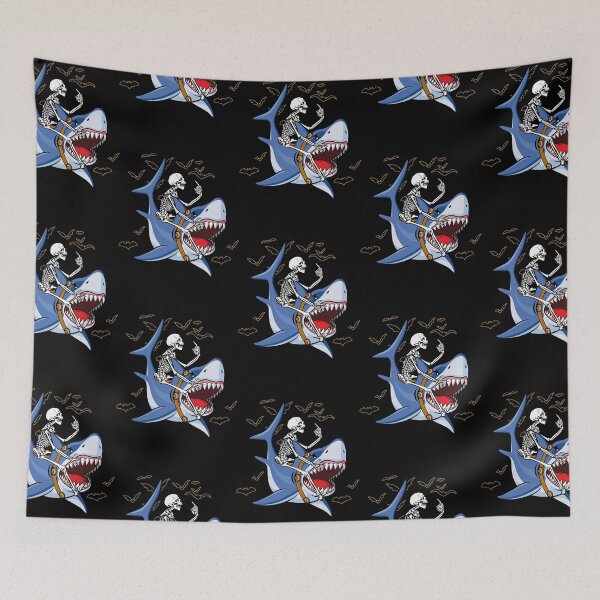 Item preview, skeleton sits on a shark  designed and sold by emryckvilch.