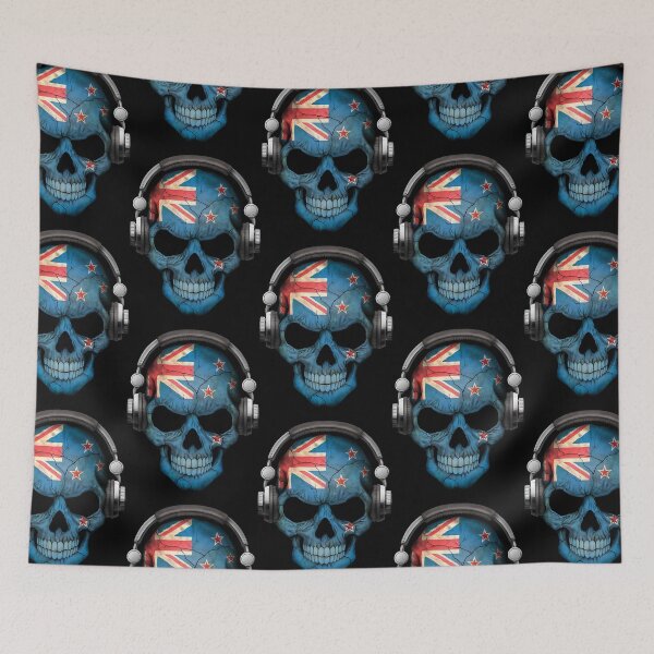 Item preview, Dark Skull Deejay with New Zealand Flag  designed and sold by Dinglasafa.