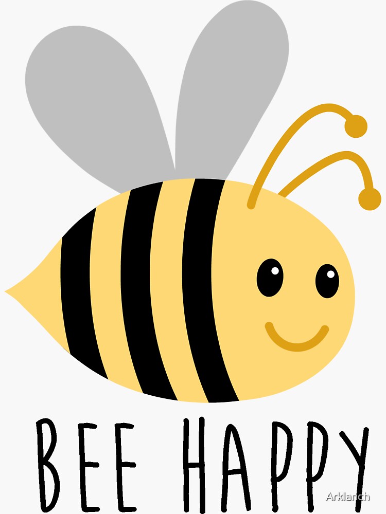 Bee wall art vinyl decal, bee happy, bee home decor, Don't worry be happy,  Bee wall decal, honey bee decor, bumble bee decor