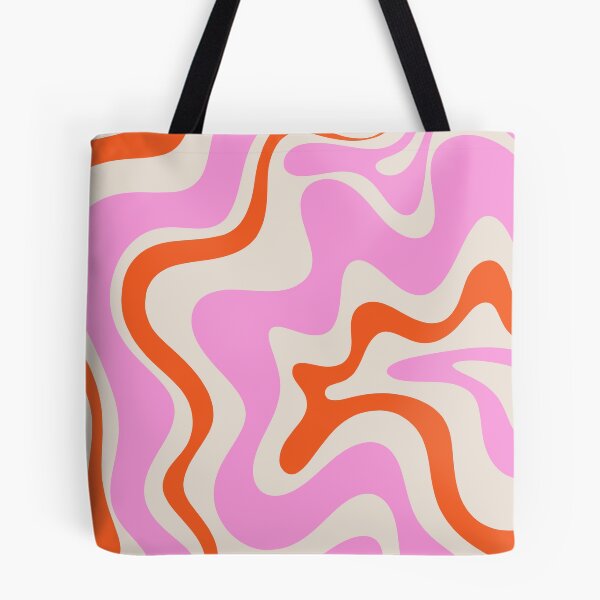 Item preview, Retro Liquid Swirl Abstract Pattern Bright Pink Orange Cream designed and sold by kierkegaard.