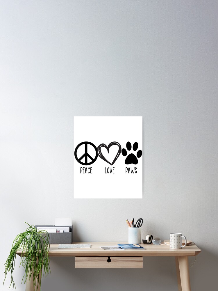 Peace Love & Paws Cute Funny Puppy Dog And Kitty Cat T-Shirt Peace Love & Paws Cute Funny Puppy Dog And Kitty Cat T-Shirt