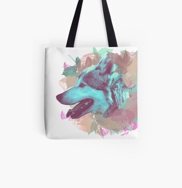 Wolf and leaves All Over Print Tote Bag