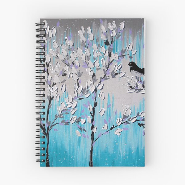 Aperçu de l'œuvre Willie Bergeronnette avec arbres Aqua et Grey Blossom créée et vendue par CateJacobs.