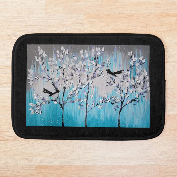 Aperçu de l'œuvre Willie Bergeronnette avec arbres Aqua et Grey Blossom créée et vendue par CateJacobs.