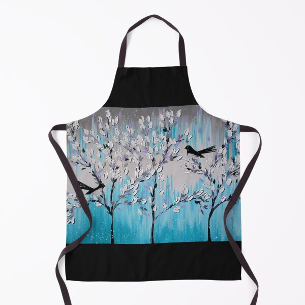Item preview, Willie Wagtails with Aqua and Grey Blossom Trees designed and sold by CateJacobs.