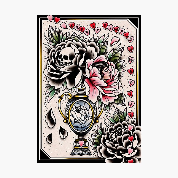 Buy Crying Heart in Vase American Traditional Flash Sheet Print Online in  India  Etsy