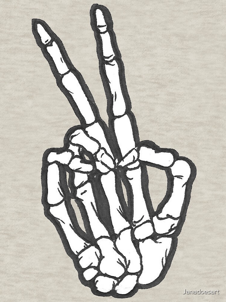 skeleton hand peace sign sweatshirt