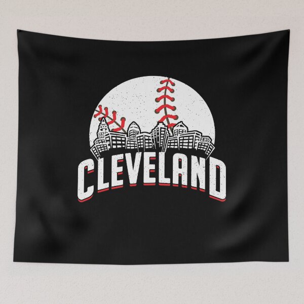Item preview, Cleveland Baseball Cityscape Skyline Retro Fan designed and sold by Dressed For  Duty.