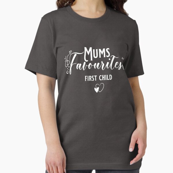 Item preview, Mum's favourite first child funny Classic t-shirt. Family gathering humorous T-shirt idea for awesome family photos. designed and sold by Barb  Hamilton ⭐⭐⭐⭐⭐.