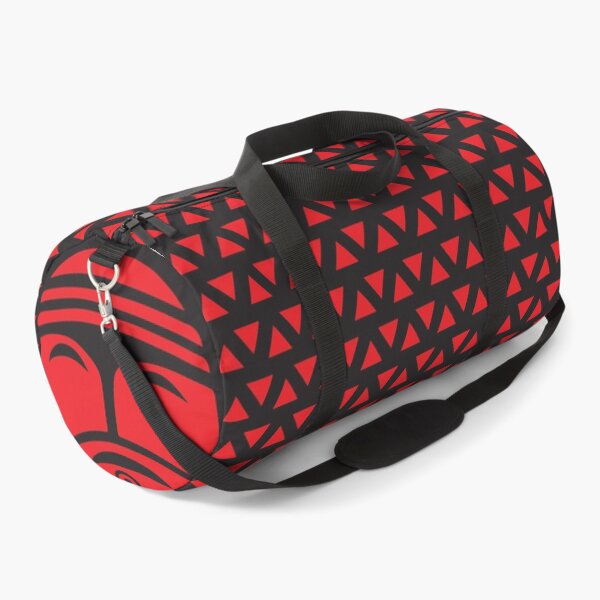 Tribal Print Duffel, red on black Duffle Bag