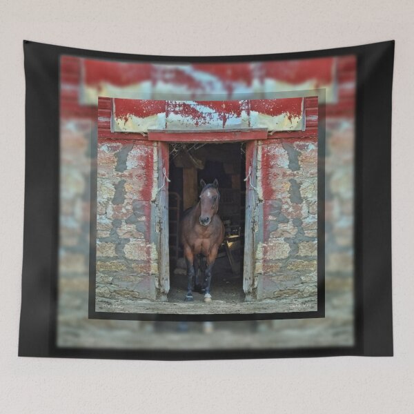 Item preview, Horse in Red Barn by JVH designed and sold by Kay Grinsteinner.