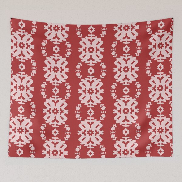 Item preview, Red and Pink Modern Damask Papercut Lace designed and sold by FrancesPoff.