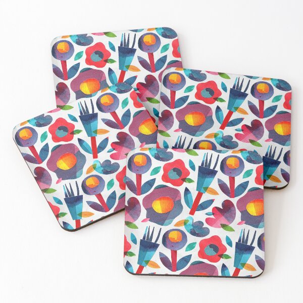 Item preview, Designer Multicolor Floral printed themed prints red yellow blue purple colors designed and sold by Bantam Studio.