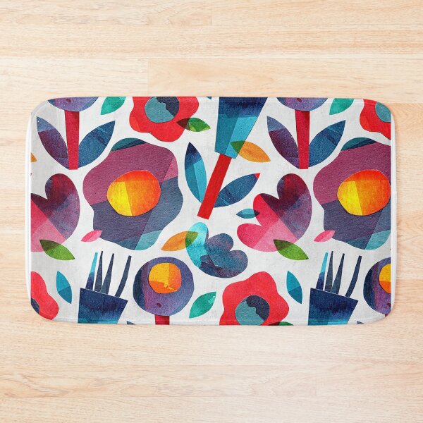 Artikelvorschau, Designer Multicolor Floral bedruckte Themendrucke rot gelb blau lila Farben entworfen und verkauft von Bantam Studio.