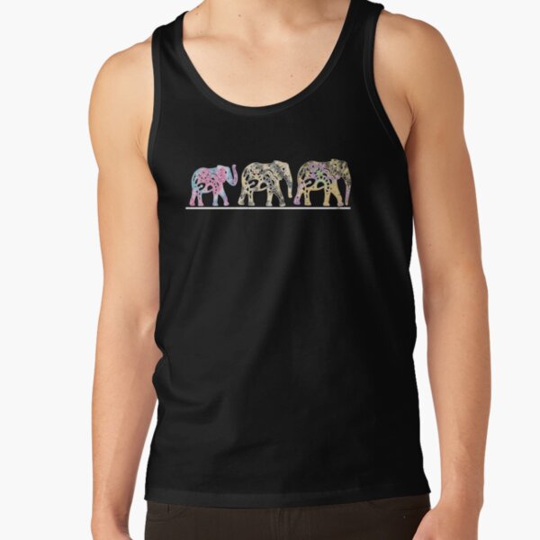 Three Elephants Trunk Up Proboscis Mandala Tank Top
