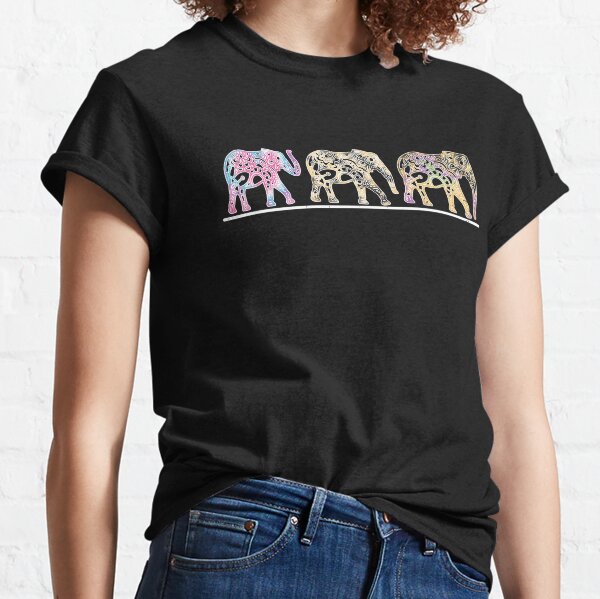 Three Elephants Trunk Up Proboscis Mandala Classic T-Shirt