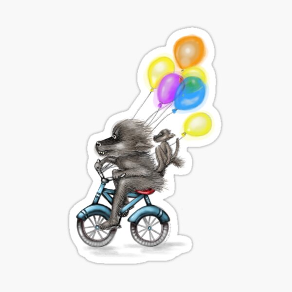 Balloon-Bearing, Bicycling Baboons Sticker