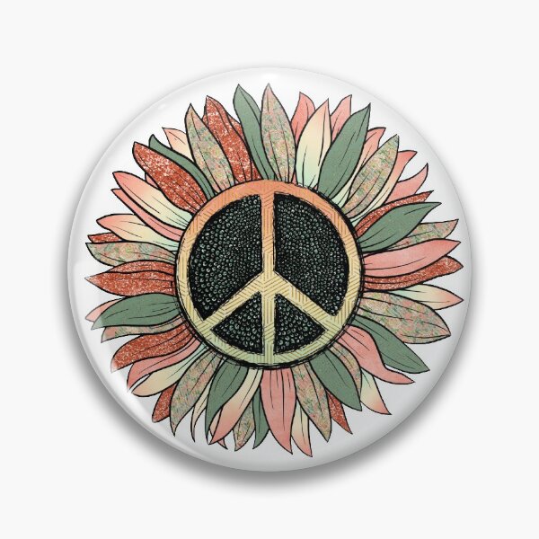 Item preview, Hippie Soul 70s Retro Pastel Sunflower Peace Sign designed and sold by IntegrityDesign.