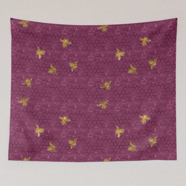 Item preview, Golden Bees on Purple Honeycomb designed and sold by Dreamflight.