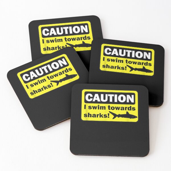 Item preview, Caution I swim towards sharks  designed and sold by JethroShop.