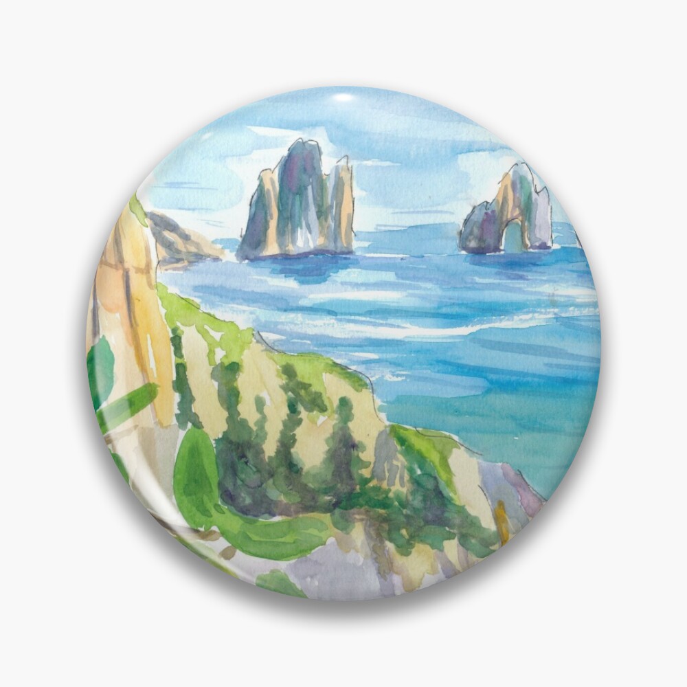 Romantic Italian Dreams With Capri Rocks and Lemon Tree Pin for Sale by  artshop77