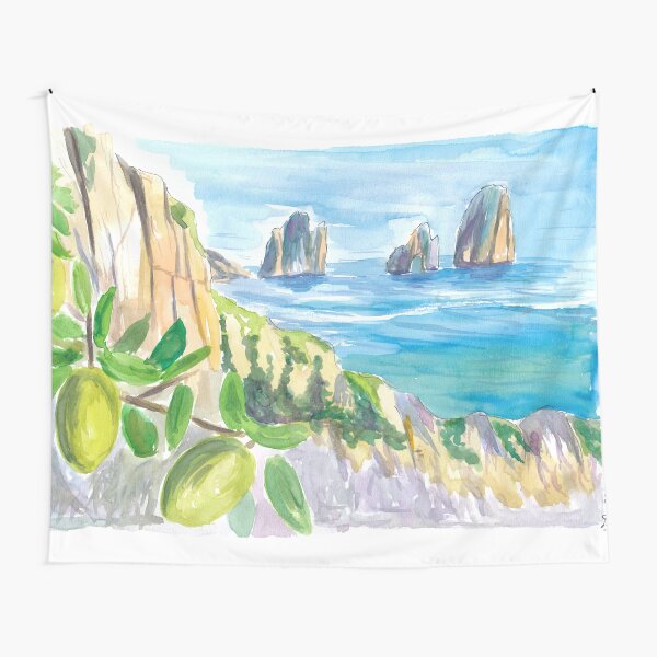 Romantic Italian Dreams With Capri Rocks and Lemon Tree Tapestry