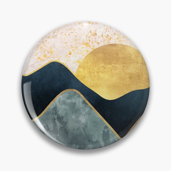 Artikelvorschau, Goldbergtapetendesign mit Landschaftslinienkunst, goldenes Luxushintergrunddesign entworfen und verkauft von darkmoonlight-.