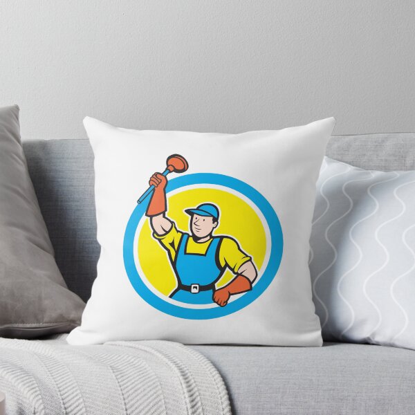 Artikelvorschau, Super Plumber With Plunger Circle Cartoon entworfen und verkauft von patrimonio.