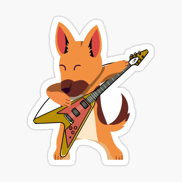 Dog Play Guitar Rock Rocker Dog Lover Sticker