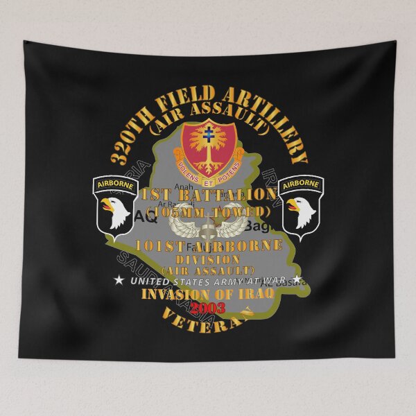 Item preview, Ejército - 1.er Batallón, 320.ª División Aerotransportada, 101.ª División Aerotransportada - Invasión - 2003 con insignia antiaérea - Mapa designed and sold by Military Insignia Products.