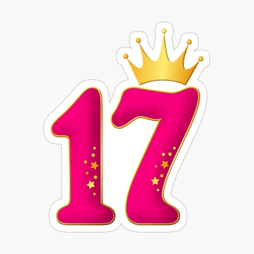 17 Years Old Birthday party design for girls. 17 and crown Postcard