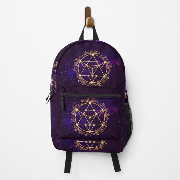 Item preview, Merkabah Ascension: Sacred Geometry Floral Wreath on Starry Nebula Purple designed and sold by Art-PraveenRai.