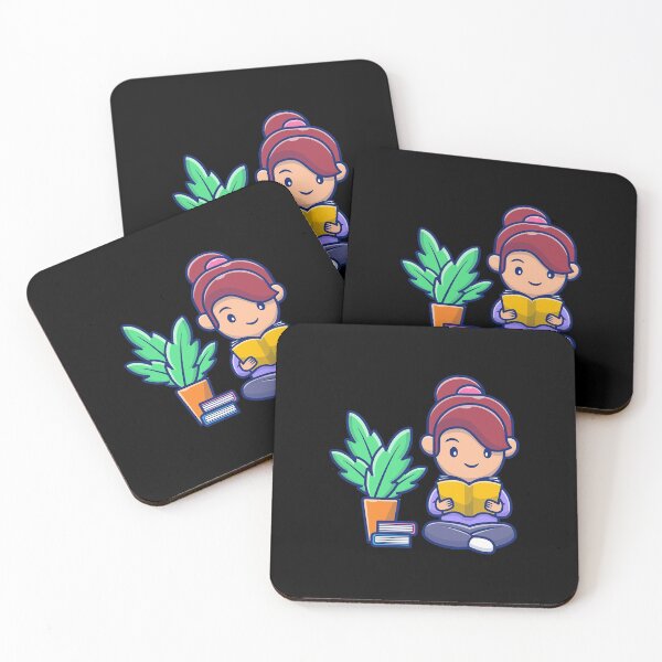 Item preview, Cute girl reading book cartoon   designed and sold by JuarezJalee.