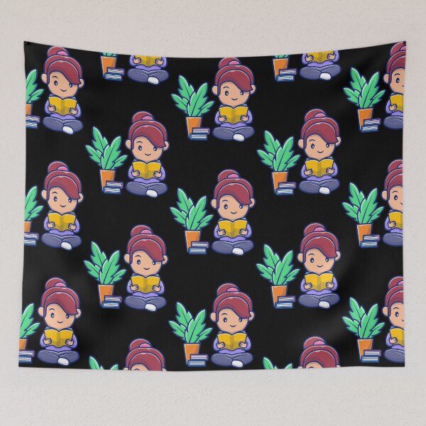 Item preview, Cute girl reading book cartoon   designed and sold by JuarezJalee.