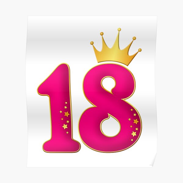 18 Years Old Birthday Party Design For Girls Number 18 And Crown